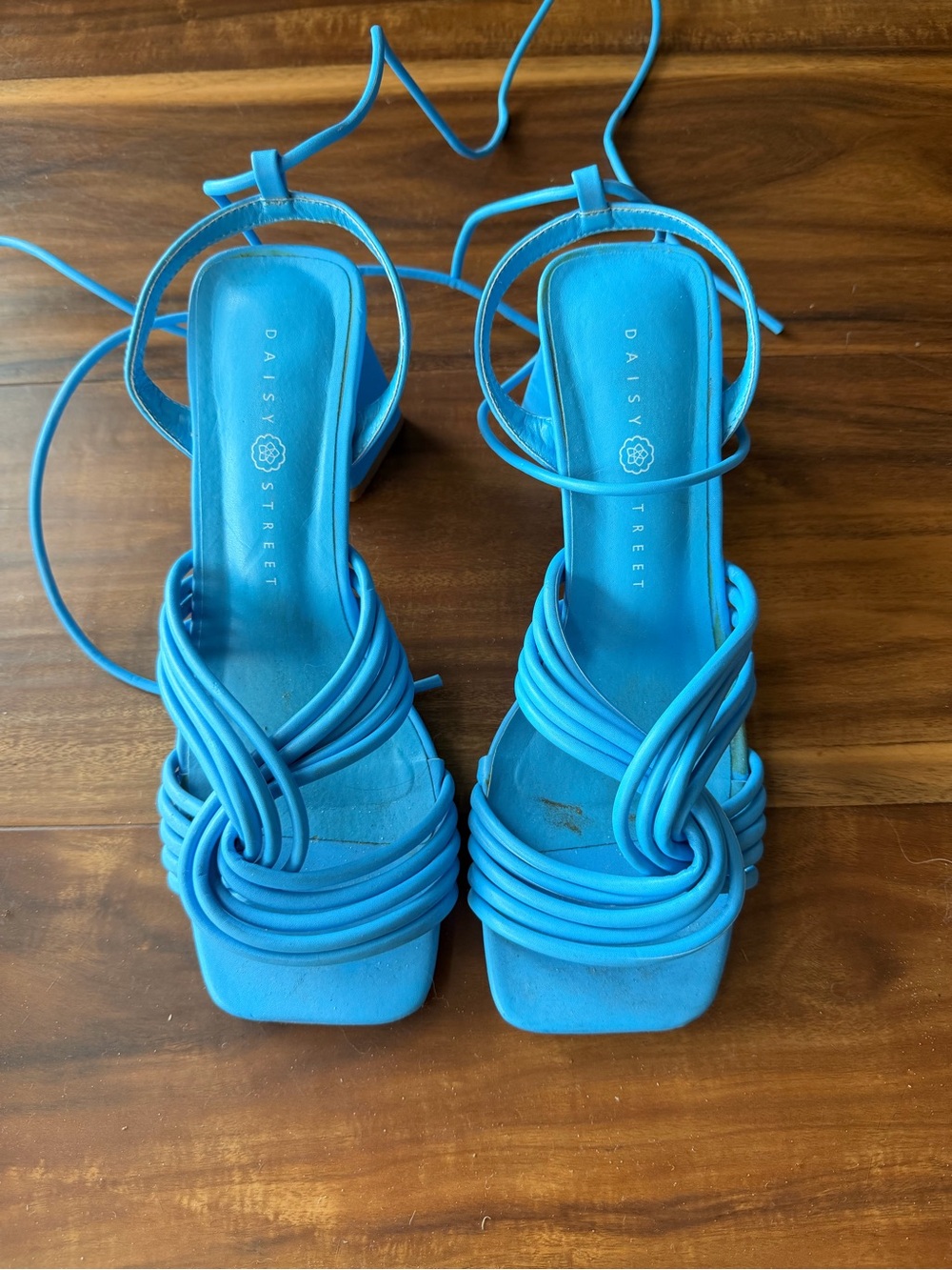 Daisy Street Turquoise Lace-Up Knot Sandals